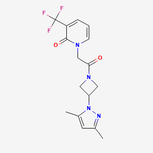 molecular formula C16H17F3N4O2 B5570684 1-{2-[3-(3,5-二甲基-1H-吡唑-1-基)氮杂环丁-1-基]-2-氧代乙基}-3-(三氟甲基)吡啶-2(1H)-酮 