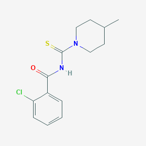 molecular formula C14H17ClN2OS B5570706 2-chloro-N-[(4-methyl-1-piperidinyl)carbonothioyl]benzamide 