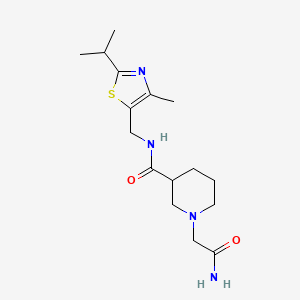 molecular formula C16H26N4O2S B5570711 1-(2-氨基-2-氧代乙基)-N-[(2-异丙基-4-甲基-1,3-噻唑-5-基)甲基]-3-哌啶甲酰胺 