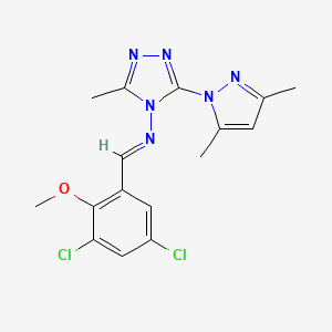molecular formula C16H16Cl2N6O B5570719 N-(3,5-dichloro-2-methoxybenzylidene)-3-(3,5-dimethyl-1H-pyrazol-1-yl)-5-methyl-4H-1,2,4-triazol-4-amine CAS No. 957514-03-3