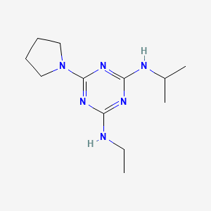 molecular formula C12H22N6 B5570743 N-ethyl-N'-isopropyl-6-(1-pyrrolidinyl)-1,3,5-triazine-2,4-diamine 