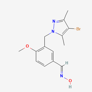 molecular formula C14H16BrN3O2 B5570756 3-[(4-bromo-3,5-dimethyl-1H-pyrazol-1-yl)methyl]-4-methoxybenzaldehyde oxime 