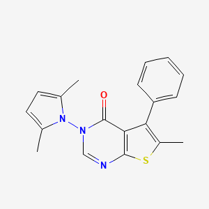 molecular formula C19H17N3OS B5570759 3-(2,5-二甲基-1H-吡咯-1-基)-6-甲基-5-苯硫代并[2,3-d]嘧啶-4(3H)-酮 