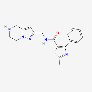 molecular formula C18H19N5OS B5570766 2-methyl-4-phenyl-N-(4,5,6,7-tetrahydropyrazolo[1,5-a]pyrazin-2-ylmethyl)-1,3-thiazole-5-carboxamide hydrochloride 