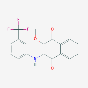 molecular formula C18H12F3NO3 B5570777 2-methoxy-3-{[3-(trifluoromethyl)phenyl]amino}naphthoquinone 