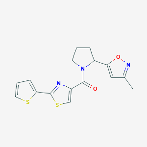 molecular formula C16H15N3O2S2 B5570801 3-甲基-5-(1-{[2-(2-噻吩基)-1,3-噻唑-4-基]羰基}-2-吡咯烷基)异恶唑 