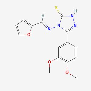 molecular formula C15H14N4O3S B5570834 5-(3,4-dimethoxyphenyl)-4-[(2-furylmethylene)amino]-4H-1,2,4-triazole-3-thiol 