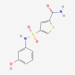 molecular formula C11H10N2O4S2 B5570838 4-{[(3-hydroxyphenyl)amino]sulfonyl}-2-thiophenecarboxamide 