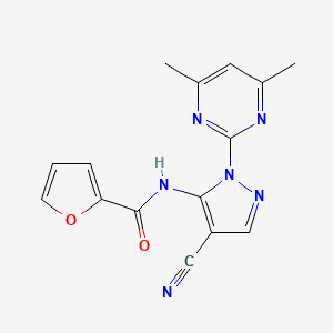 molecular formula C15H12N6O2 B5570860 N-[4-氰基-1-(4,6-二甲基-2-嘧啶基)-1H-吡唑-5-基]-2-呋喃酰胺 