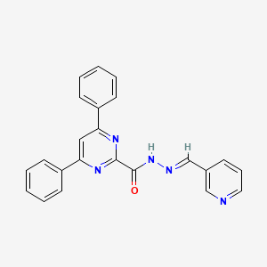 molecular formula C23H17N5O B5570864 4,6-diphenyl-N'-(3-pyridinylmethylene)-2-pyrimidinecarbohydrazide 