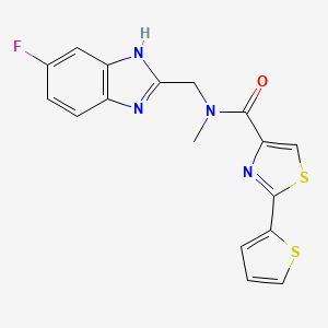 molecular formula C17H13FN4OS2 B5570867 N-[(6-氟-1H-苯并咪唑-2-基)甲基]-N-甲基-2-(2-噻吩基)-1,3-噻唑-4-甲酰胺 