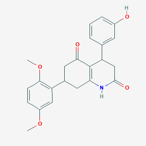 molecular formula C23H23NO5 B5570909 7-(2,5-dimethoxyphenyl)-4-(3-hydroxyphenyl)-4,6,7,8-tetrahydro-2,5(1H,3H)-quinolinedione 