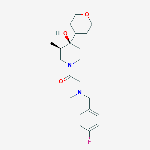 molecular formula C21H31FN2O3 B5570921 (3R*,4R*)-1-[N-(4-fluorobenzyl)-N-methylglycyl]-3-methyl-4-(tetrahydro-2H-pyran-4-yl)piperidin-4-ol 