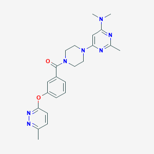 molecular formula C23H27N7O2 B5570973 N,N,2-trimethyl-6-(4-{3-[(6-methyl-3-pyridazinyl)oxy]benzoyl}-1-piperazinyl)-4-pyrimidinamine 