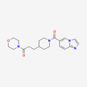 molecular formula C20H26N4O3 B5570977 6-{[4-(3-morpholin-4-yl-3-oxopropyl)piperidin-1-yl]carbonyl}imidazo[1,2-a]pyridine 