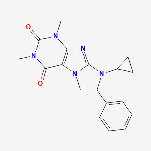 molecular formula C18H17N5O2 B5570984 8-cyclopropyl-1,3-dimethyl-7-phenyl-1H-imidazo[2,1-f]purine-2,4(3H,8H)-dione 