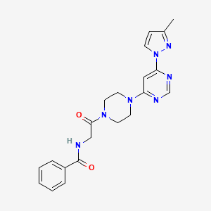 molecular formula C21H23N7O2 B5571000 N-(2-{4-[6-(3-methyl-1H-pyrazol-1-yl)-4-pyrimidinyl]-1-piperazinyl}-2-oxoethyl)benzamide 