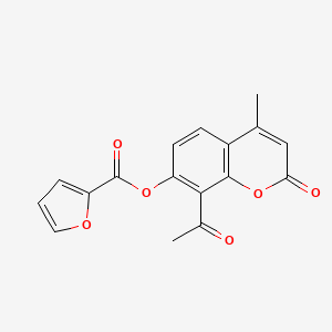 molecular formula C17H12O6 B5571007 8-acetyl-4-methyl-2-oxo-2H-chromen-7-yl 2-furoate 