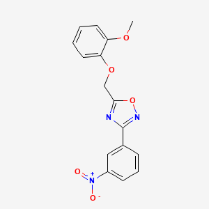 molecular formula C16H13N3O5 B5571012 5-[(2-methoxyphenoxy)methyl]-3-(3-nitrophenyl)-1,2,4-oxadiazole 