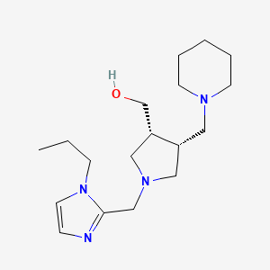 molecular formula C18H32N4O B5571029 {(3R*,4R*)-4-(piperidin-1-ylmethyl)-1-[(1-propyl-1H-imidazol-2-yl)methyl]pyrrolidin-3-yl}methanol 