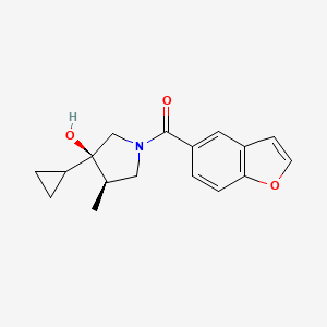 molecular formula C17H19NO3 B5571078 (3R*,4R*)-1-(1-benzofuran-5-ylcarbonyl)-3-cyclopropyl-4-methylpyrrolidin-3-ol 