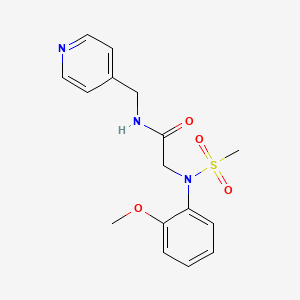 molecular formula C16H19N3O4S B5571093 N~2~-(2-甲氧基苯基)-N~2~-(甲磺酰基)-N~1~-(4-吡啶基甲基)甘氨酰胺 