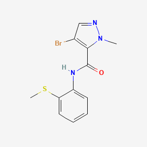 molecular formula C12H12BrN3OS B5571103 4-bromo-1-methyl-N-[2-(methylthio)phenyl]-1H-pyrazole-5-carboxamide CAS No. 345952-27-4