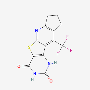 molecular formula C13H8F3N3O2S B5571201 4-hydroxy-10-(trifluoromethyl)-8,9-dihydro-1H-cyclopenta[5',6']pyrido[3',2':4,5]thieno[3,2-d]pyrimidin-2(7H)-one 
