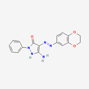 molecular formula C17H15N5O3 B5571225 3-amino-1-phenyl-1H-pyrazole-4,5-dione 4-(2,3-dihydro-1,4-benzodioxin-6-ylhydrazone) 