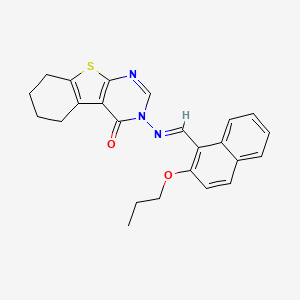 molecular formula C24H23N3O2S B5571247 3-{[(2-propoxy-1-naphthyl)methylene]amino}-5,6,7,8-tetrahydro[1]benzothieno[2,3-d]pyrimidin-4(3H)-one 