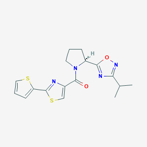 molecular formula C17H18N4O2S2 B5571272 3-异丙基-5-((2S)-1-{[2-(2-噻吩基)-1,3-噻唑-4-基]羰基}-2-吡咯烷基)-1,2,4-恶二唑 