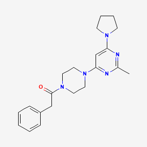 molecular formula C21H27N5O B5571290 2-methyl-4-[4-(phenylacetyl)-1-piperazinyl]-6-(1-pyrrolidinyl)pyrimidine 