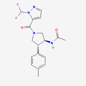 molecular formula C18H20F2N4O2 B5571293 N-[(3S*,4R*)-1-{[1-(二氟甲基)-1H-吡唑-5-基]羰基}-4-(4-甲苯基)-3-吡咯烷基]乙酰胺 