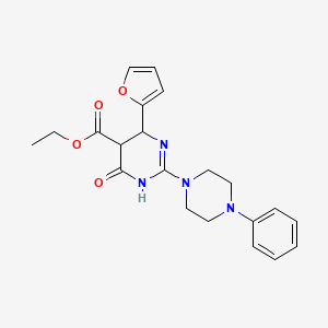 molecular formula C21H24N4O4 B5571304 6-(2-呋喃基)-4-氧代-2-(4-苯基-1-哌嗪基)-1,4,5,6-四氢-5-嘧啶甲酸乙酯 