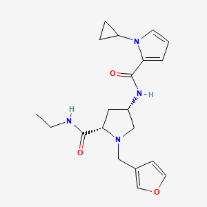 molecular formula C20H26N4O3 B5571323 (4S)-4-{[(1-cyclopropyl-1H-pyrrol-2-yl)carbonyl]amino}-N-ethyl-1-(3-furylmethyl)-L-prolinamide 