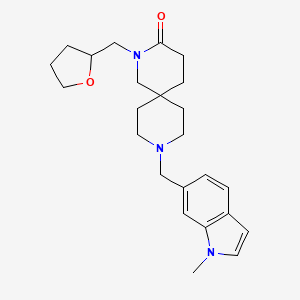 molecular formula C24H33N3O2 B5571339 9-[(1-甲基-1H-吲哚-6-基)甲基]-2-(四氢呋喃-2-基甲基)-2,9-二氮杂螺[5.5]十一烷-3-酮 