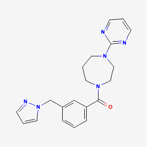 molecular formula C20H22N6O B5571348 1-[3-(1H-pyrazol-1-ylmethyl)benzoyl]-4-(2-pyrimidinyl)-1,4-diazepane 