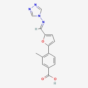 molecular formula C15H12N4O3 B5571351 3-甲基-4-{5-[(4H-1,2,4-三唑-4-亚氨基)甲基]-2-呋喃基}苯甲酸 