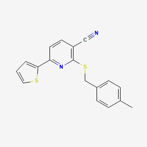 molecular formula C18H14N2S2 B5571371 2-[(4-methylbenzyl)thio]-6-(2-thienyl)nicotinonitrile 