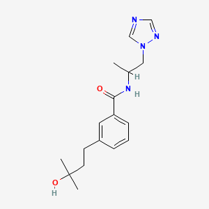molecular formula C17H24N4O2 B5571383 3-(3-hydroxy-3-methylbutyl)-N-[1-methyl-2-(1H-1,2,4-triazol-1-yl)ethyl]benzamide 