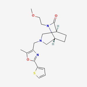 molecular formula C19H25N3O3S B5571406 (1S*,5R*)-6-(2-甲氧基乙基)-3-{[5-甲基-2-(2-噻吩基)-1,3-恶唑-4-基]甲基}-3,6-二氮杂双环[3.2.2]壬烷-7-酮 