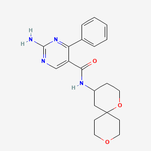 molecular formula C20H24N4O3 B5571412 2-amino-N-1,9-dioxaspiro[5.5]undec-4-yl-4-phenylpyrimidine-5-carboxamide 