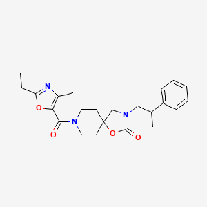 molecular formula C23H29N3O4 B5571420 8-[(2-乙基-4-甲基-1,3-噁唑-5-基)羰基]-3-(2-苯丙基)-1-氧代-3,8-二氮雜螺[4.5]癸烷-2-酮 