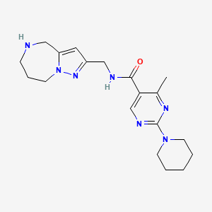 molecular formula C19H27N7O B5571445 4-methyl-2-(1-piperidinyl)-N-(5,6,7,8-tetrahydro-4H-pyrazolo[1,5-a][1,4]diazepin-2-ylmethyl)-5-pyrimidinecarboxamide hydrochloride 