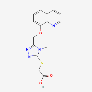 molecular formula C15H14N4O3S B5571447 ({4-methyl-5-[(8-quinolinyloxy)methyl]-4H-1,2,4-triazol-3-yl}thio)acetic acid 