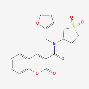 molecular formula C19H17NO6S B5571460 N-(1,1-dioxidotetrahydro-3-thienyl)-N-(2-furylmethyl)-2-oxo-2H-chromene-3-carboxamide 