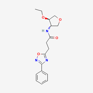 molecular formula C17H21N3O4 B5571472 N-[(3S*,4R*)-4-ethoxytetrahydro-3-furanyl]-3-(3-phenyl-1,2,4-oxadiazol-5-yl)propanamide 