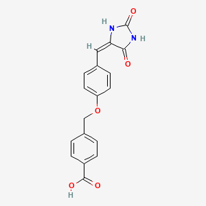 molecular formula C18H14N2O5 B5571510 4-({4-[(2,5-dioxo-4-imidazolidinylidene)methyl]phenoxy}methyl)benzoic acid 