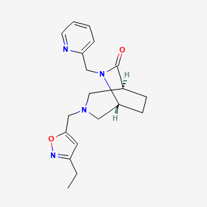 molecular formula C19H24N4O2 B5571534 (1S*,5R*)-3-[(3-ethyl-5-isoxazolyl)methyl]-6-(2-pyridinylmethyl)-3,6-diazabicyclo[3.2.2]nonan-7-one 