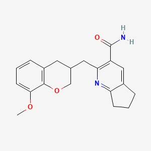 molecular formula C20H22N2O3 B5571542 2-[(8-甲氧基-3,4-二氢-2H-色烯-3-基)甲基]-6,7-二氢-5H-环戊[b]吡啶-3-甲酰胺 